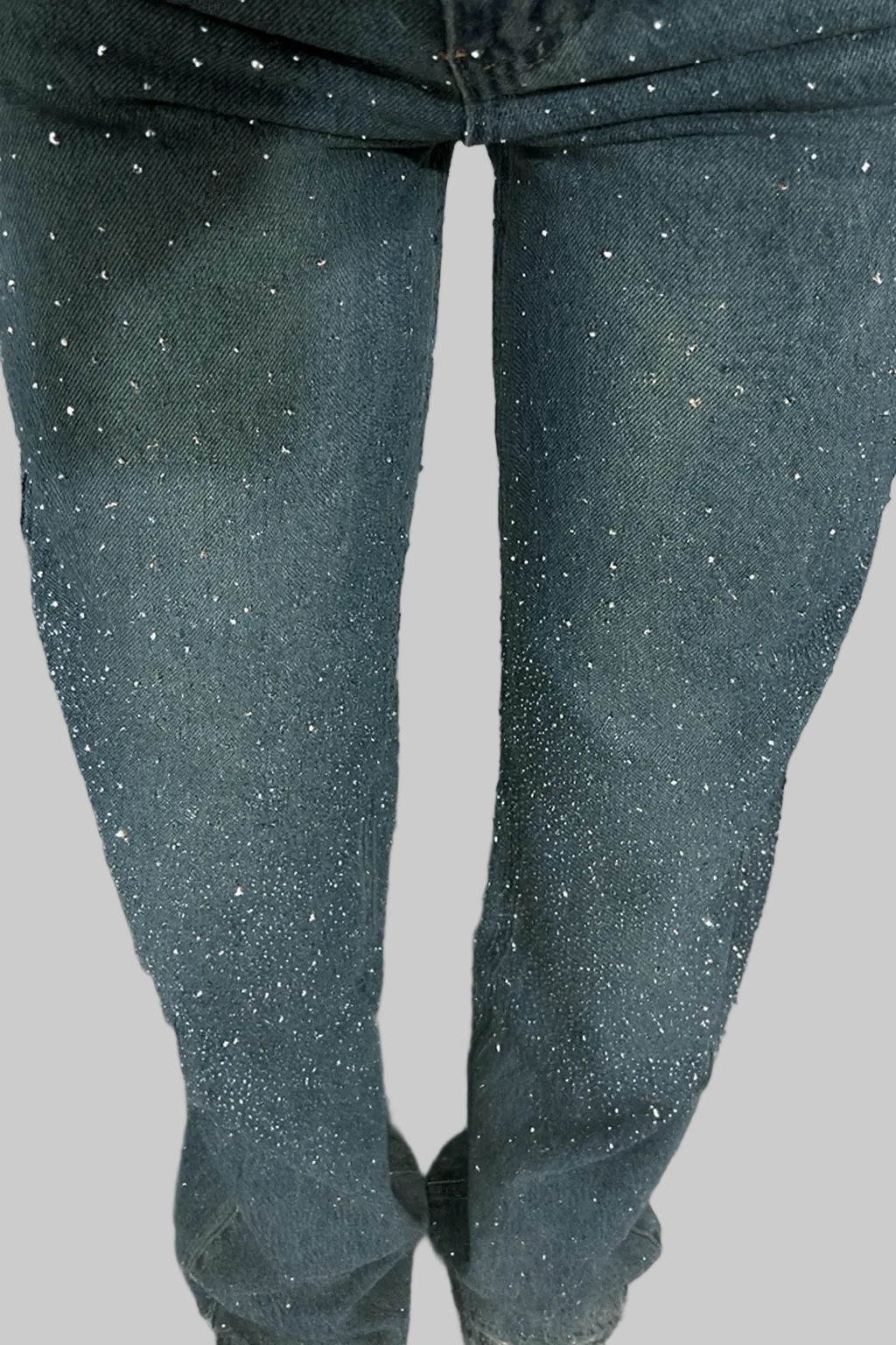 Women's High-Waist Wide-Leg Rhinestone Sparkle Jeans